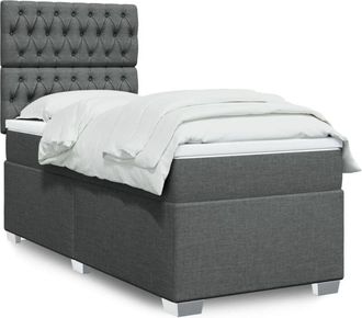 vidaXL Vidaxl - Cama Box Spring Con Colch&oacute;n Tela Gris Oscuro 80x200 Cm