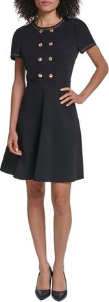 Karl Lagerfeld Metallic Detail Scuba Crepe Sheath Dress in Black at Nordstrom, Size 16