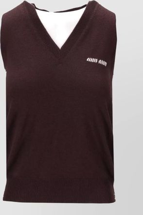 Miu Miu wool knitwear v neck sleeveless top