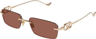 Valentino VLogo Zonnebril met Rechthoekig Montuur - Dames - Accessoires - Geel - Maat: 55 MM