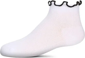 MeMoi Colored Ruffle Anklet Socks in White-Black at Nordstrom, Size 6-12M
