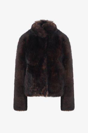 Toteme Kurzer Mantel aus Shearling mit Stehkragen Silky