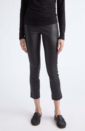 Vince Leather Crop Leggings in Black at Nordstrom, Size Xx-Small