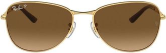 Ray-Ban Polarized Brown Gradient Oval Unisex Sunglasses RB3733 001/M2 56
