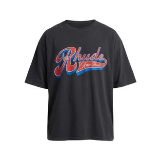 Rhude T-Shirts, male, Gray, Size: XL Graphic Print T-shirt