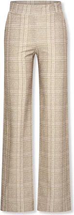 Hart by Helena Hart Flair Lano Ruit Sand - Dames - Wijde Broeken - Beige - L - Broeken