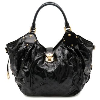Louis Vuitton Black Noir White Patent Leather Shoulder Bag Tote Bag (Pre-Owned)