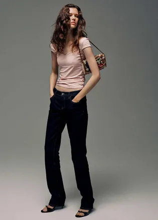 Mango Top maglia scollo a cuore rosa - Donna - XXS - MANGO