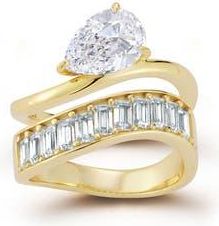 Glaze Jewelry Set of 2 Pear & Baguette Cut Moissanite Stackable Rings in Gold at Nordstrom Rack, Size 8