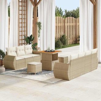 vidaXL Conjunto De Sof&aacute; De Jard&iacute;n 10 Pcs Beige Y Crema 80 X 80 X 71 Cm Vidaxl