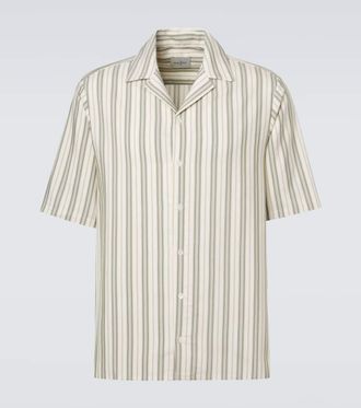 Le Kasha Striped silk bowling shirt