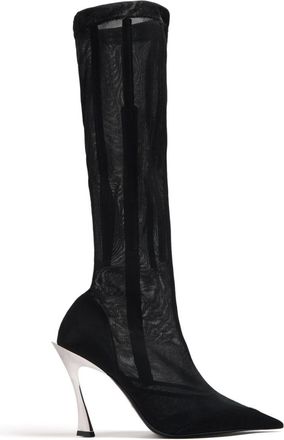 MUGLER Fang 95mm mesh boots - women - Calf Leather/Calf Leather/Mesh - 40 - Black