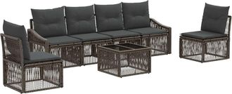 vidaXL Conjunto De Sof&aacute;s De Jard&iacute;n 7 Uds. Gris Rat&aacute;n Sint&eacute;tico Vidaxl