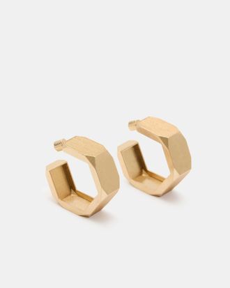 AllSaints Womens Brass Alex Chunky Hexagon Hoop Earrings, Size: One Size