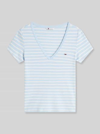 Tommy Jeans Slim Fit T-Shirt aus Baumwoll-Mix in Hellblau, Gr&ouml;&szlig;e XL
