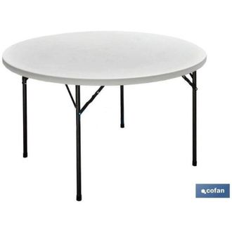 OEM Cofan Mesa Redonda Plegable Blanca 120x74cm, Mesa Plegable Redonda De Color Blanco Fabricada En Polietileno De Alta Densidad (hdpe) Y Estructura De Ac