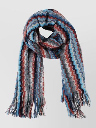 Missoni textured knit scarf fringed ends