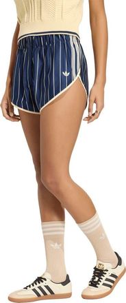 adidas Originals Pinstripe High Waist Shorts in Night Indigo/warm Vanilla at Nordstrom, Size X-Small