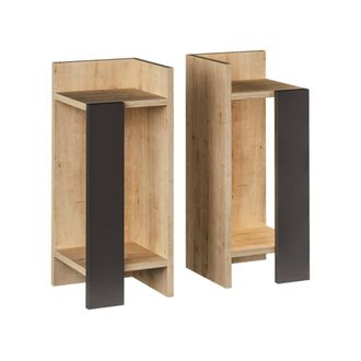 Dmora Mesa De Noche Libra, C&oacute;moda Baja, Mesilla De Noche, Estante De La Cama, 25x27h60 Cm, Roble Y Antracita, Con Embalaje Reforzado - Dmora