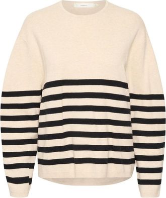 Inwear Comfortabele Pullover Trui - Dames - Ronde hals truien - Beige - M - Katoen - Truien & Vesten