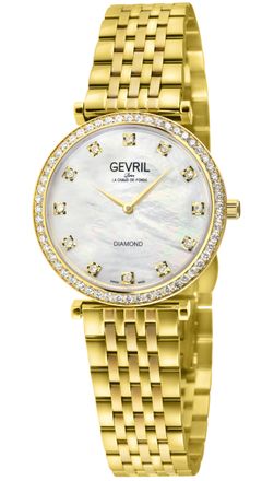 Gevril Group Atelier 57 Luxury Womens Diamond IPYG Stainless Steel Case, White MOP Dial Watch - Gold - One Size
