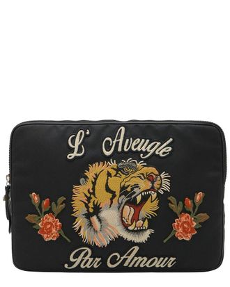 Gucci Embroidery Laptop Case Clutch Bag (Authentic Pre-Loved)