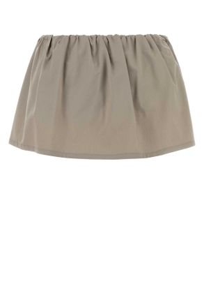 Miu Miu Womens Dove Grey Twill Pant-Skirt Kakiverde Exterior: Cotton Gonne
