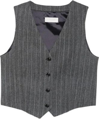 Circolo 1901 Fd 4129 Pinstripe Vest - Dames - Bodywarmers - Grijs - S - Katoen - Jassen