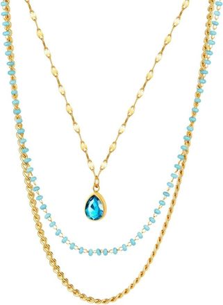 Liv Oliver 18K Plated 17.50 Ct. Tw. Gemstone Necklace