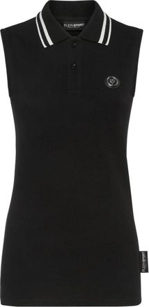 Plein Sport Mouwloze Poloshirt - Dames - Sportshirts - Zwart - XS - Katoen - Fitness