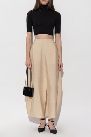 Toteme Silk Skirt With Slit, Womens, Beige