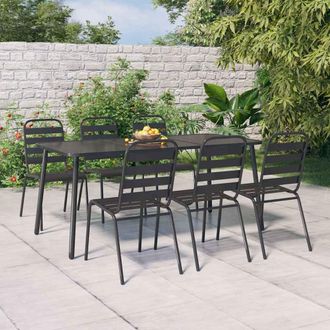 vidaXL Vidaxl Juego De Comedor De Jard&iacute;n 7 Piezas Acero Gris Antracita