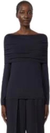 Max Mara Cropped katoenen vest - Dames - Ronde hals truien - Blauw - S - Katoen - Truien & Vesten