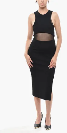 Stella McCartney Sleeveless Knit Sheath Dress With Mesh Insert Stella McCartney