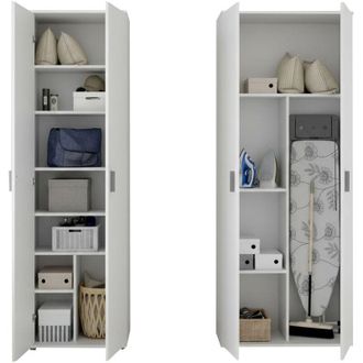 Dmora Armadio Multiuso Grande Veruno, Modulabile, 9 Ripiani, 4 Ante, 139x190h cm Bianco