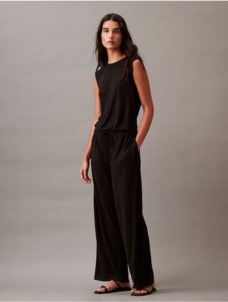 Calvin Klein Womens Refined Jersey Jumpsuit - Black - M