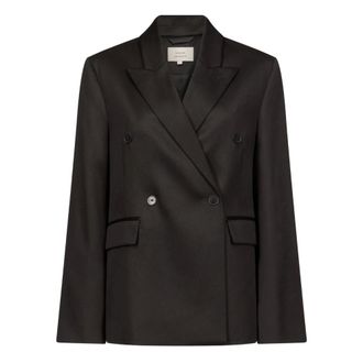 Loulou Studio Blazers, female, Black, Size: M Hornlds Double-Breasted Peak-Lapel Blazer
