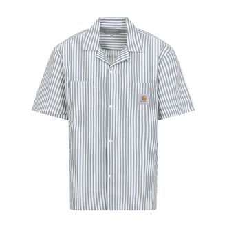 Carhartt Work in Progress Leavel Shirt - Heren - Korte mouwen Overhemden - Blauw - S - Katoen - Overhemden