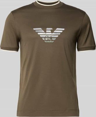 Emporio Armani Regular Fit T-Shirt mit Logo-Stitching in Schlamm, Gr&ouml;&szlig;e XXL