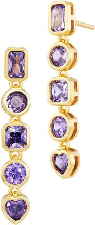 Savvy Cie Jewels GOLD PLATED OVER BRASS PURPLE CZ MULTI SHAPE NECKLACE