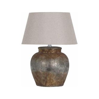 Hill Interiors Hill Interiors - Castello Aged Table Lamp - Ceramic - L30 x W30 x H52 cm - Beige/Black/Stone