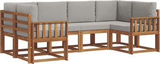 vidaXL Conjunto De Sof&aacute;s De Exterior 6 Uds. Gris Natural Y Claro Vidaxl