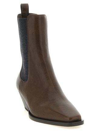 Brunello Cucinelli Womens Brown Cowhide Chelsea Boots