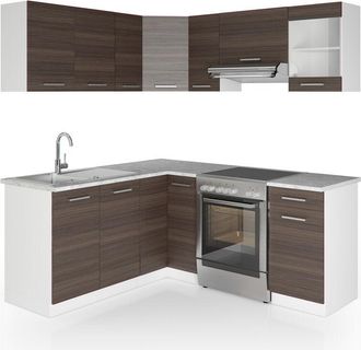 Vicco Cucina angolare completa Rick, Grigio nobile, 167 x 60 cm, pl Marmo