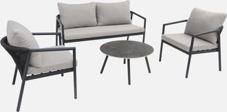 Sweeek Conjunto De Jard&iacute;n De Aluminio Y Cuerdas, 4 Plazas