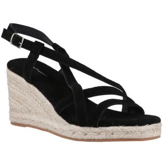 Hush Puppies Jenny Espadrille Wedge Suede Womens Black Wedges - Size UK 5