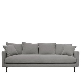 DRAWER Sof&aacute; cama 4 plazas en tela con patas de madera oscura - Gris jaspeado