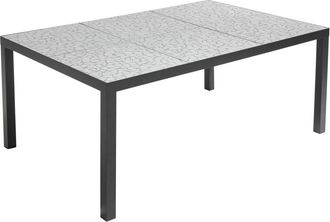 Oviala Mesa de jard&iacute;n de cer&aacute;mica con efecto mosaico de 182 cm