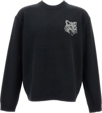 Maison Kitsun&eacute; Long-Sleeve Jumper With Contrast Fox Head Intarsia