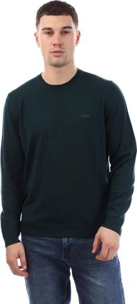 HUGO BOSS Heren Bagritte-E Extra-Fijn Merino Wol Sweatshirt (Groen)